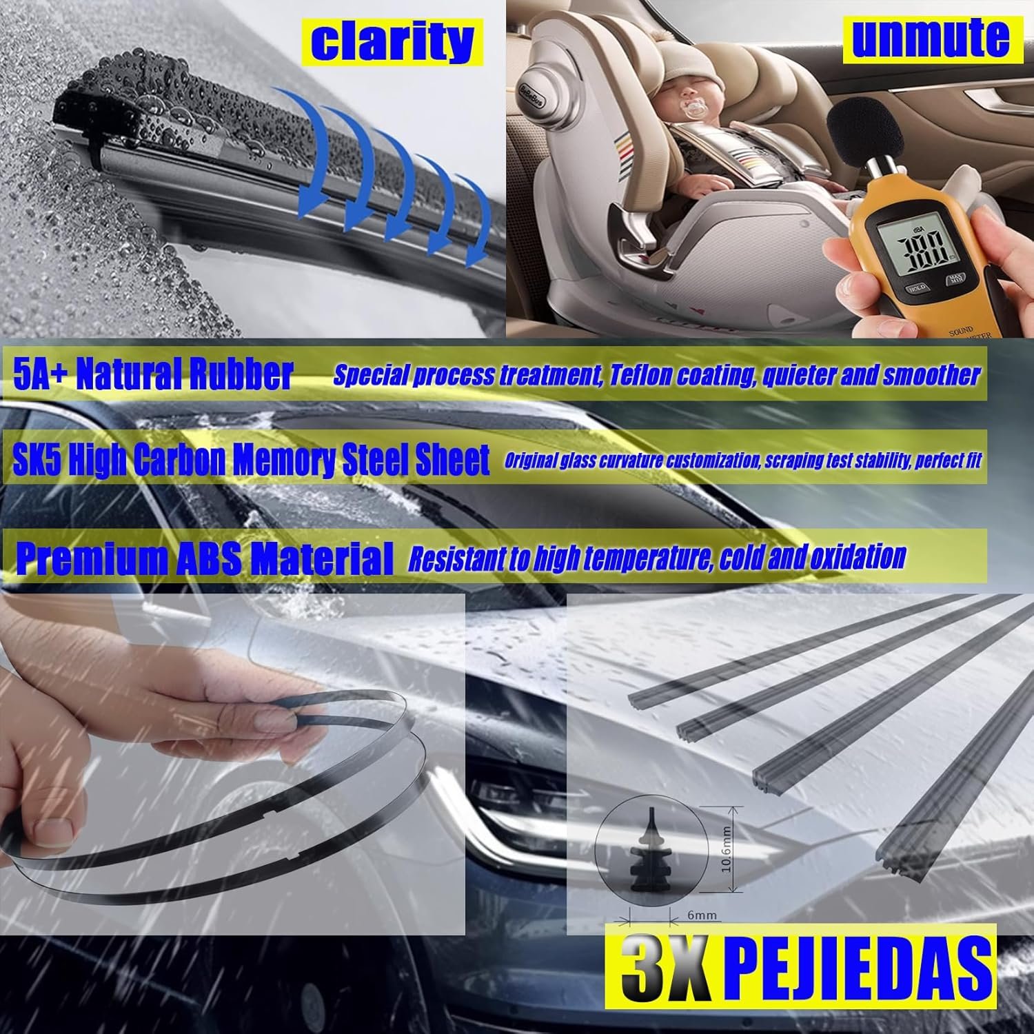 1749817688 3 x oem wiper blades replacement wiper blades for hyundai santa fe 2019 2023elantra gt 2018 2020kia sportage 2017 2023sorento 2016 2020 26 16 front wipers 12 rear wiper blades.jpg