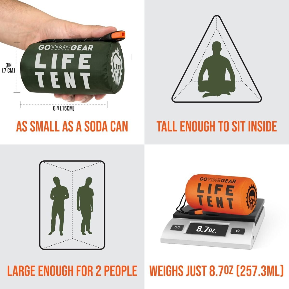 1749830859 go time gear survival life tent • 2 person mylar emergency shelter tube tent paracord • all weather protection for camping hiking survival kits • includes emergency whistle.jpg