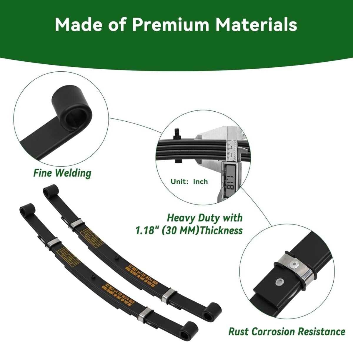 1749844333 upgraded heavy duty rear 4 leaf springs kit for ezgo txtmedalist electric 1994 2013 and gas 1996 2008 golf cart replaces oem 74207 g01 included u bolts and polyurethane bushings sleeves.jpg
