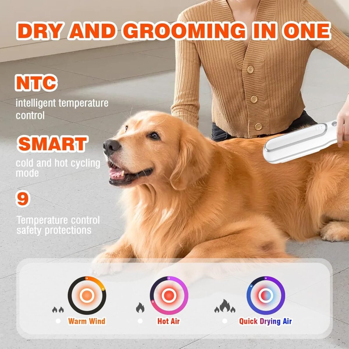 1749844744 portable handheld pet grooming hair dryer dog hair dryer pet grooming dryer smart temp feature lower noise adjustable 3 temperature 3 airflow speed for household travel camping.jpg
