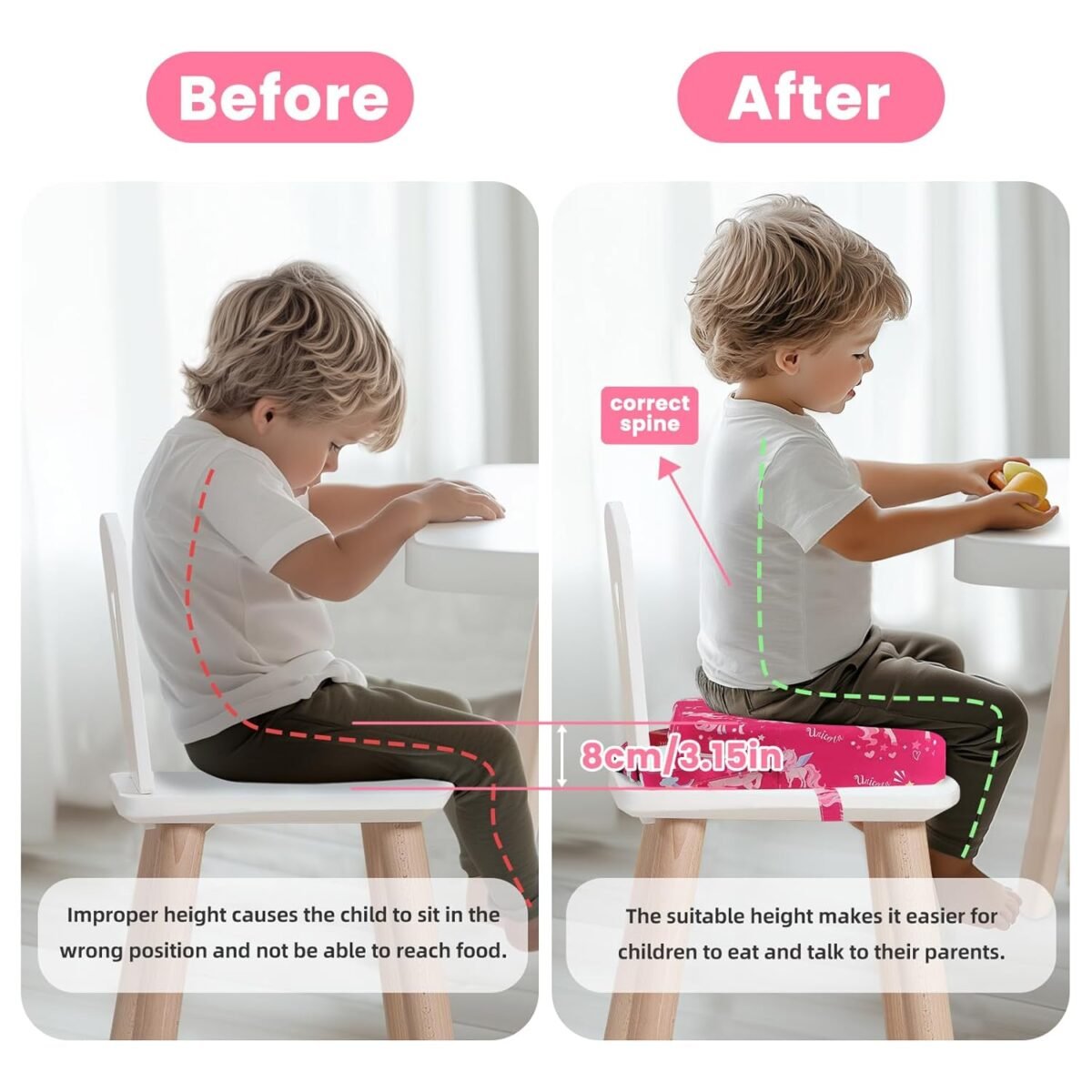 1749845532 toddler booster seat for dining table kids booster seat for kitchen chair with non slip bottom portable detachable washable increasing cushion with 2 adjustable straps unicorn.jpg