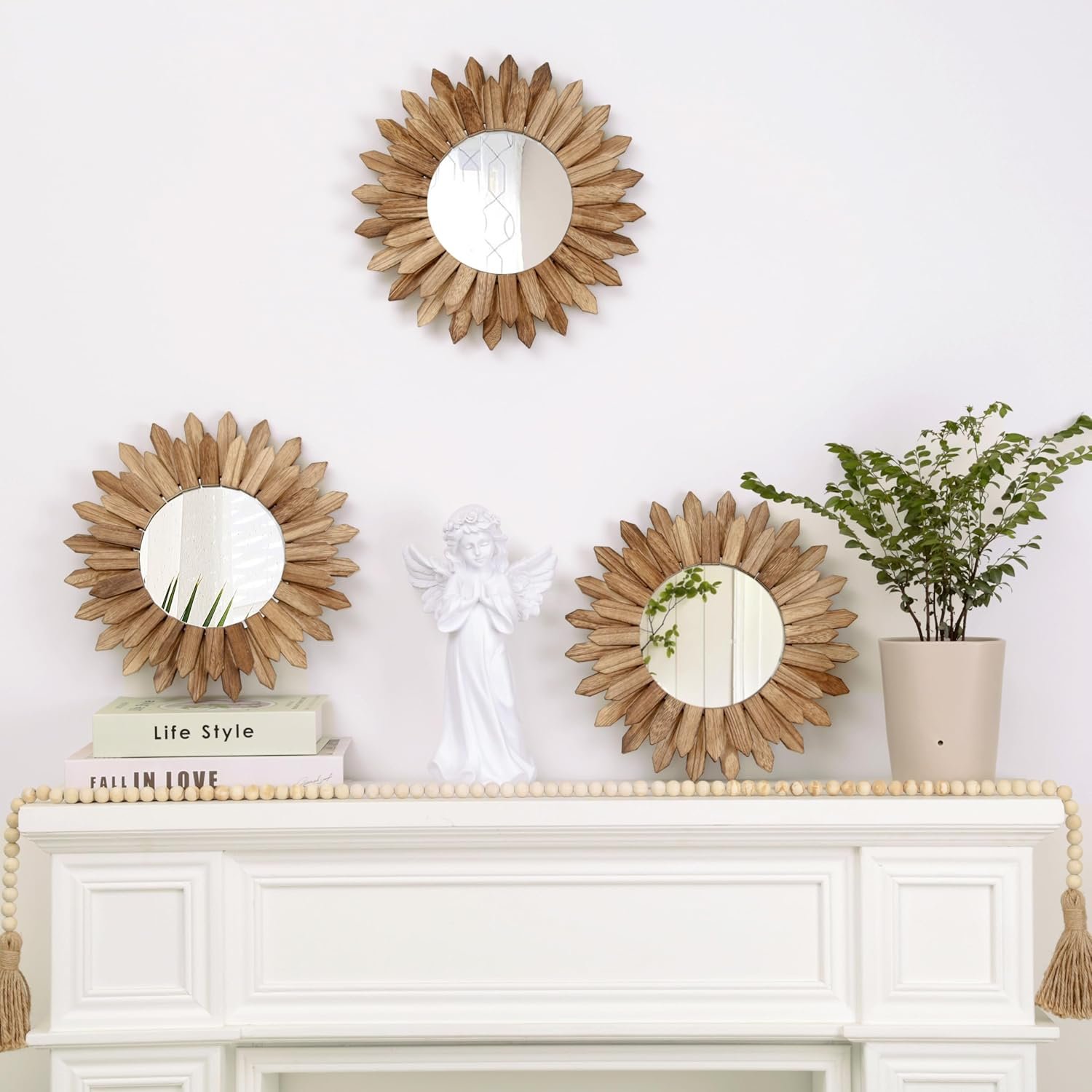 1749860195 losour boho wall decor sunburst mirror 3 pack rustic round wood mirror 12 inch boho mirror home decor farmhouse room decorations for bedroom living room entryway.jpg