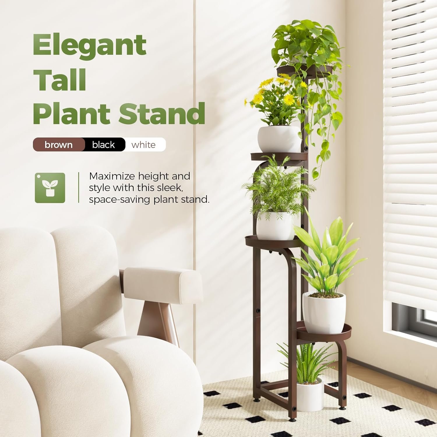 1749862147 bamworld corner plant stand indoor outdoor tall metal flower pot stands for multiple plants 4 tier brown heavy duty plant shelf for patio garden balcony living room bedroompatent design.jpg