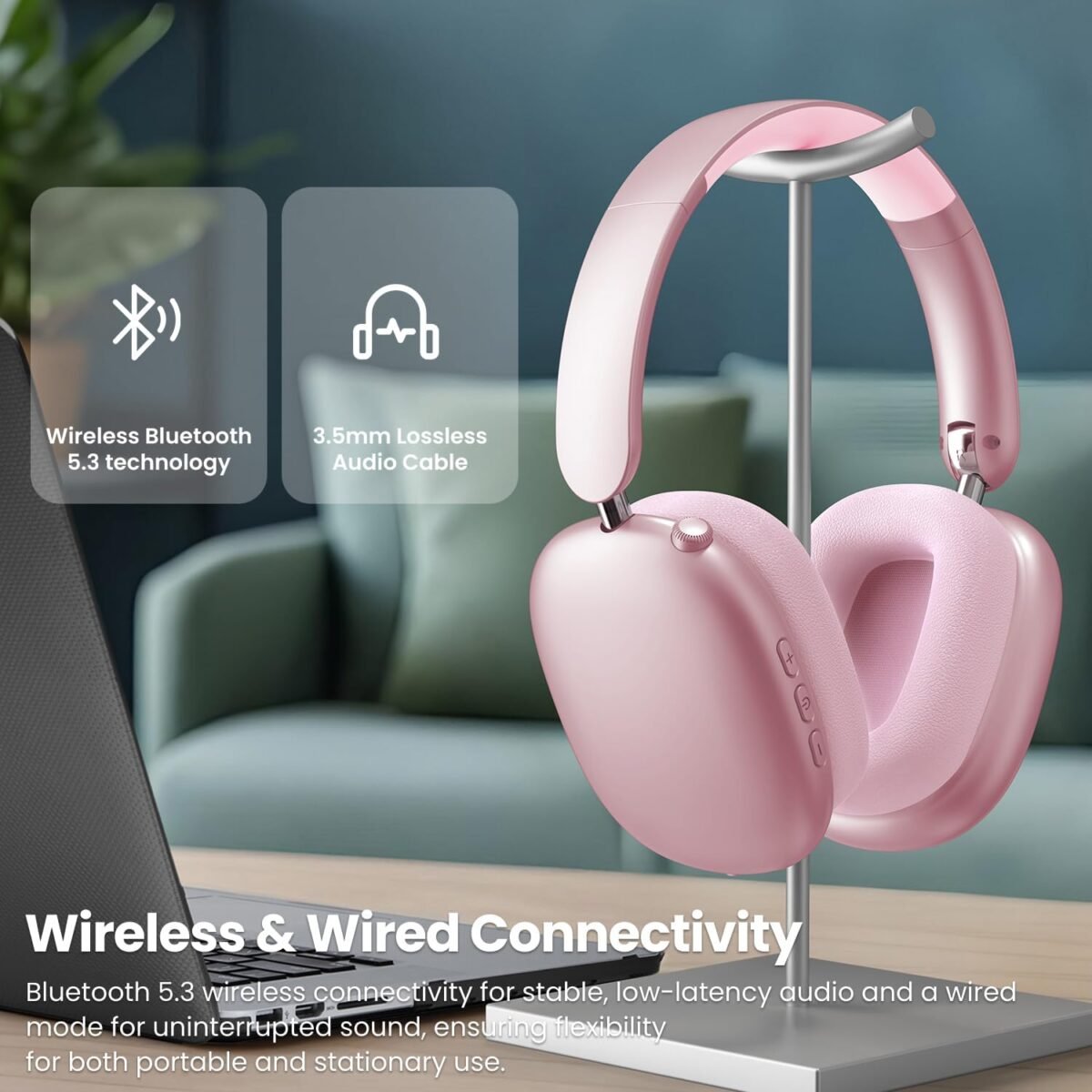 1749864558 y01 wireless over ear headphones noise canceling bluetooth 5.3 headphones with microphoneshi res audio48h playtimefoldablebreathable soft earpads for iosandroidsamsungpc pink.jpg