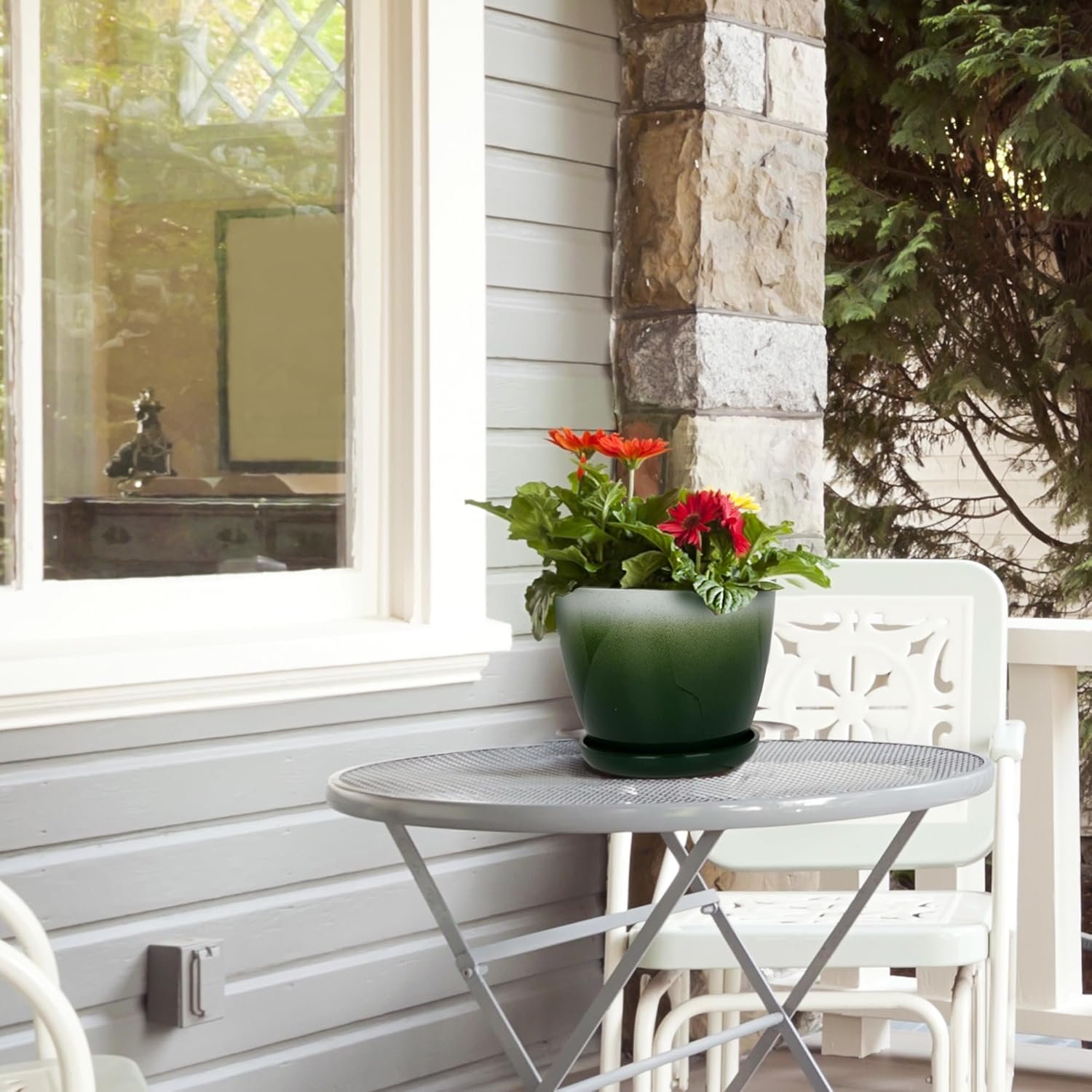 1749904225 worth garden plastic round 8 plant pots set of 6 multicolor small gloss flower pot planters with drainage hole and saucer home decorative christmas containers.jpg