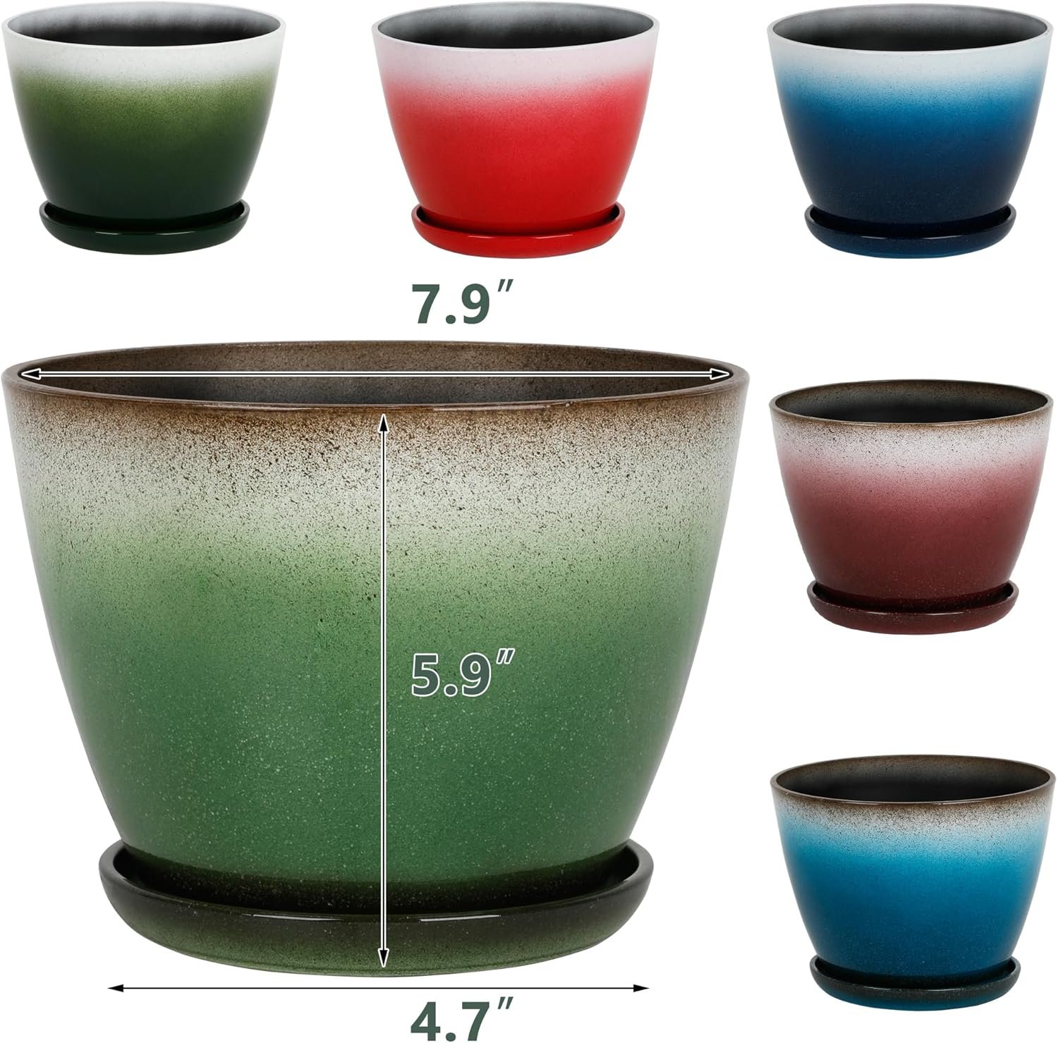 1749904228 worth garden plastic round 8 plant pots set of 6 multicolor small gloss flower pot planters with drainage hole and saucer home decorative christmas containers.jpg