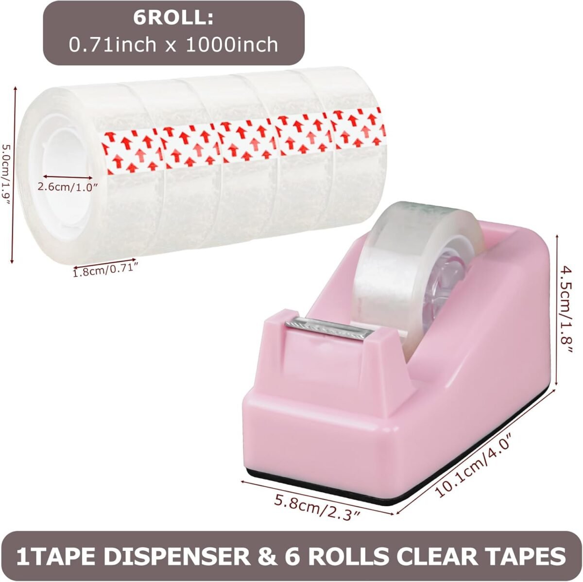 1749913438 desktop tape dispenser pink with weighted nonskid base includes 6 rolls of transparent tape 0.71 inch x 1000 inches each.jpg