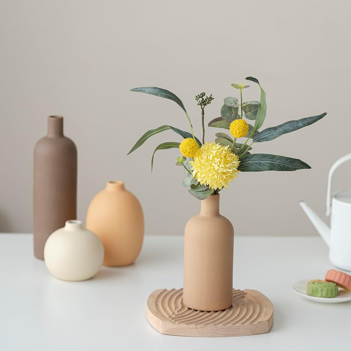 1749919335 modern ceramic vase set neutral colors decorative vases for home shelf decor 4 piece collection coffee mix set 4.jpg