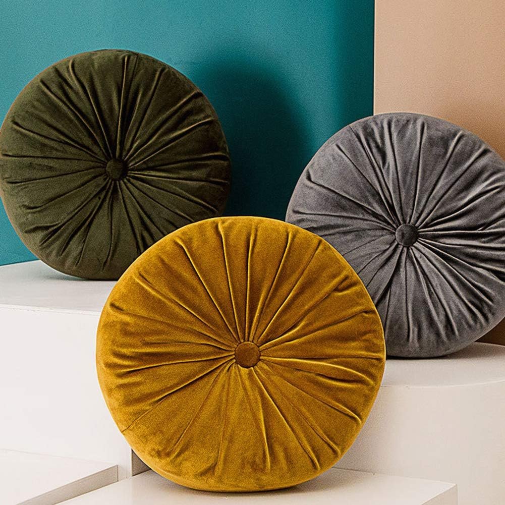 1749920976 vctops round velvet solid color chair cushion pumpkin pleated throw pillow home decorative floor pillow diameter 15 gold yellow.jpg
