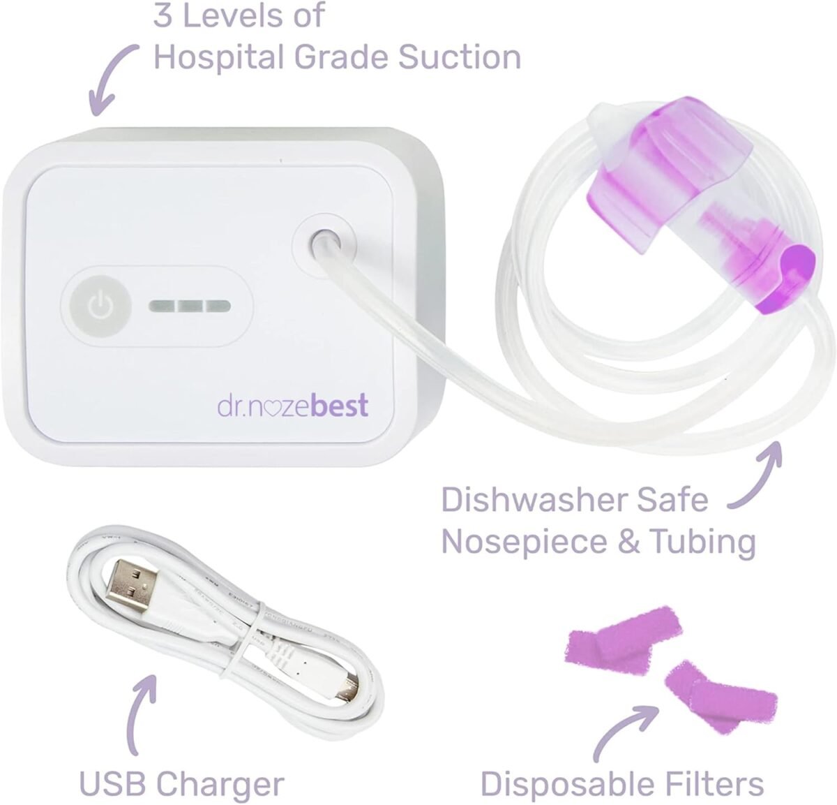 1749928527 dr. noze best nozebot electric baby nasal aspirator hospital grade suction nose sucker and nasal vacuum safe for infants and toddlers mild to severe congestion the original nozebot.jpg