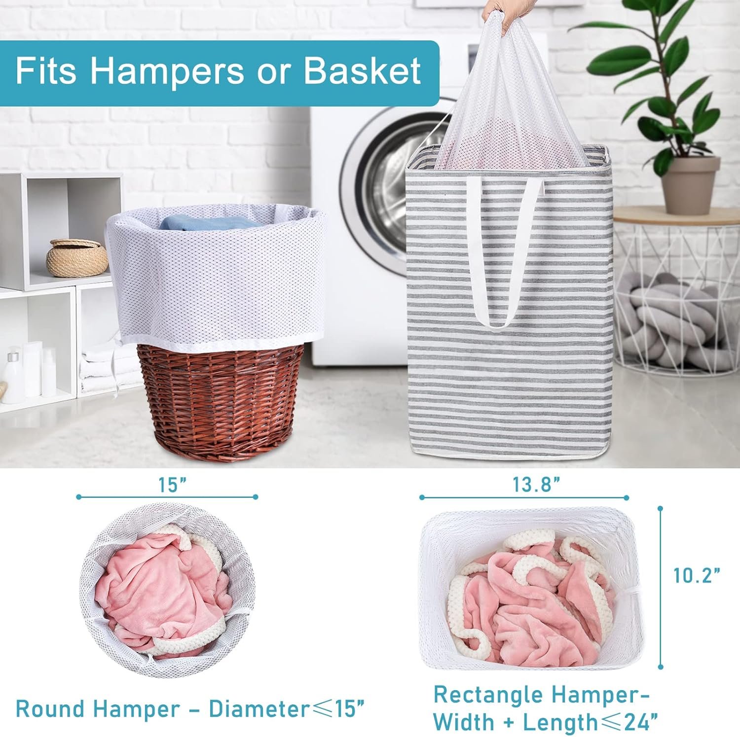 1749941640 polecasa heavy duty diamond mesh laundry bags with drawstring closure and id tag large durable laundry hamper liner washable laundry bag for travel sports dorms 24x 36 1 pack white.jpg