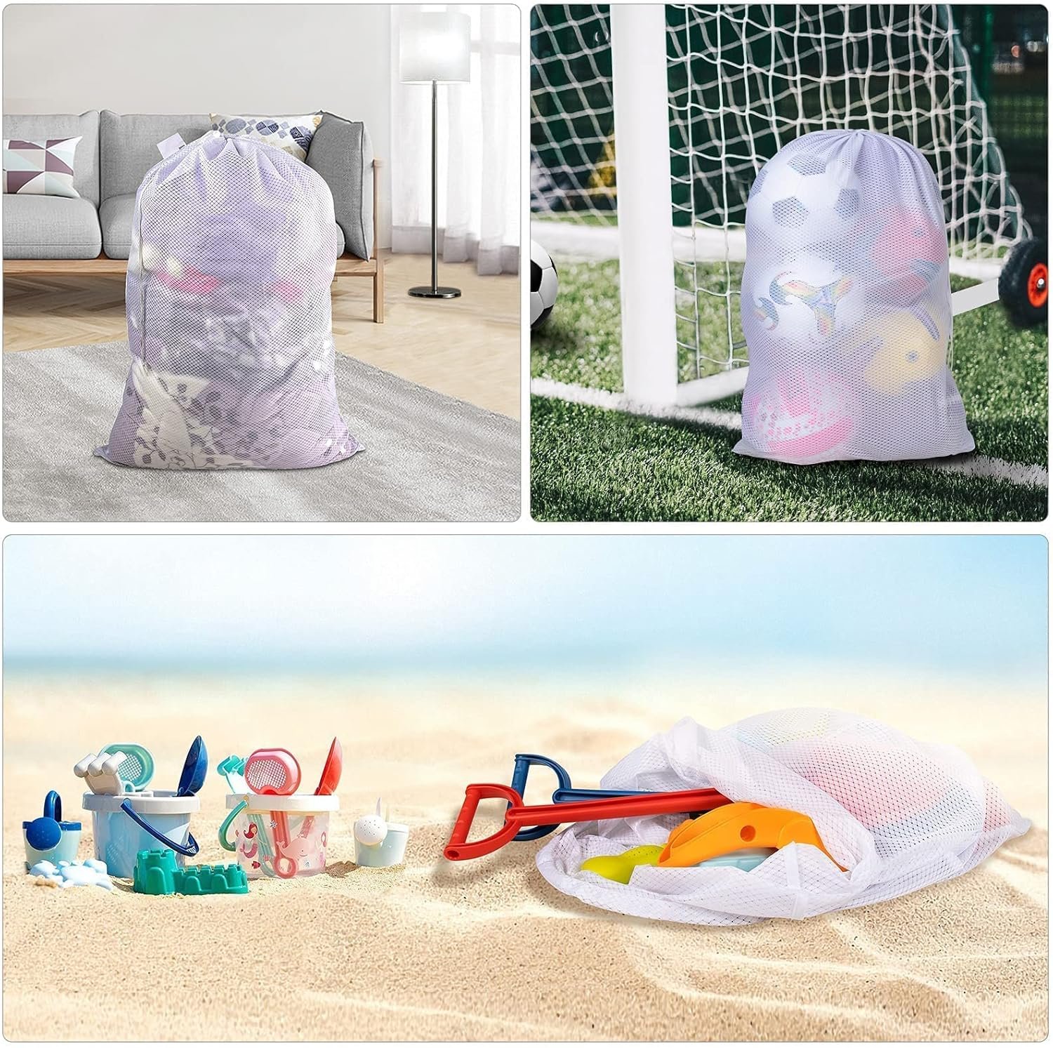 1749941642 polecasa heavy duty diamond mesh laundry bags with drawstring closure and id tag large durable laundry hamper liner washable laundry bag for travel sports dorms 24x 36 1 pack white.jpg