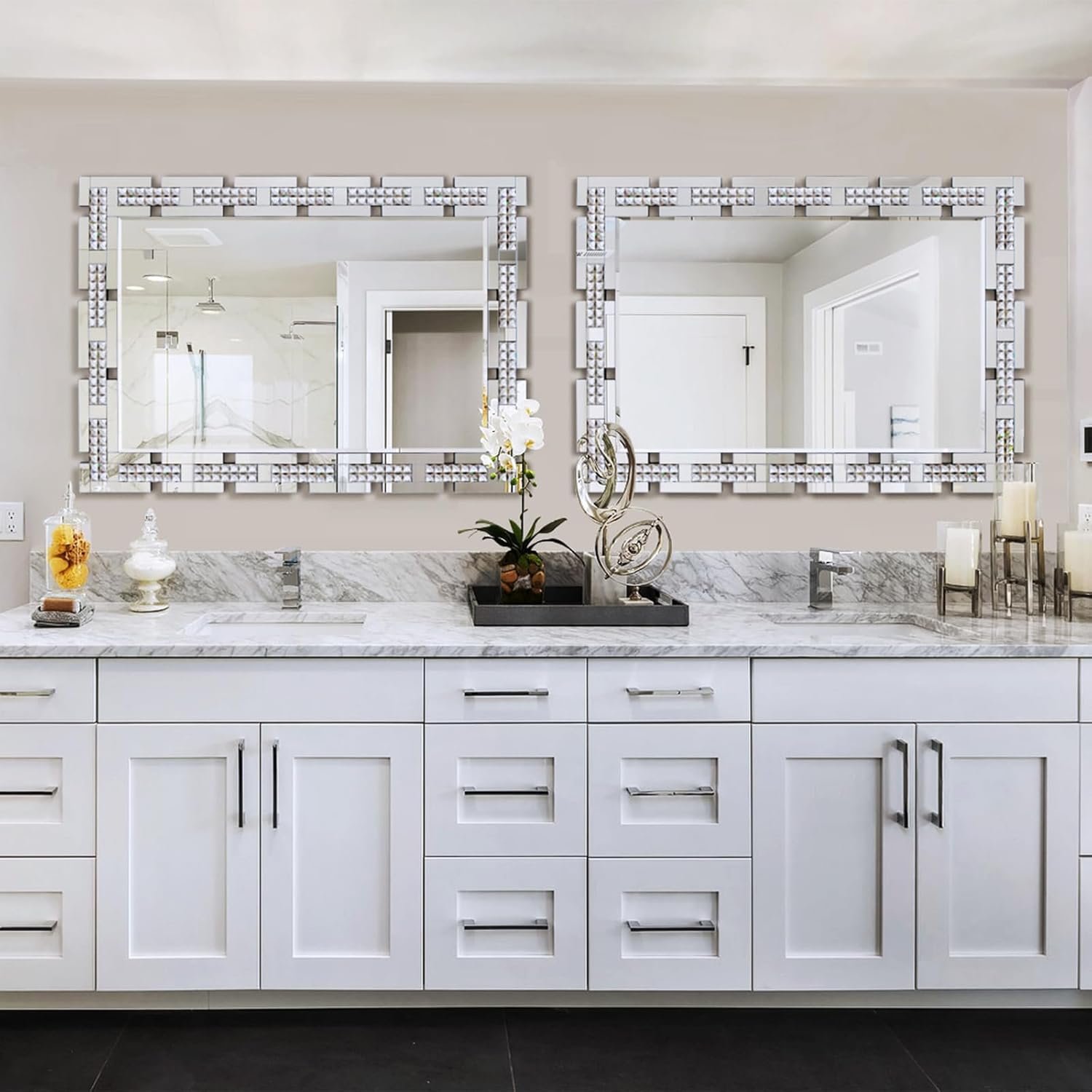 1749944060 chende crystal decorative wall mirror for living room 36 x 24 inches large elegant mirror for wall decor rectangle mirror with glass pieces for dining room entryway.jpg