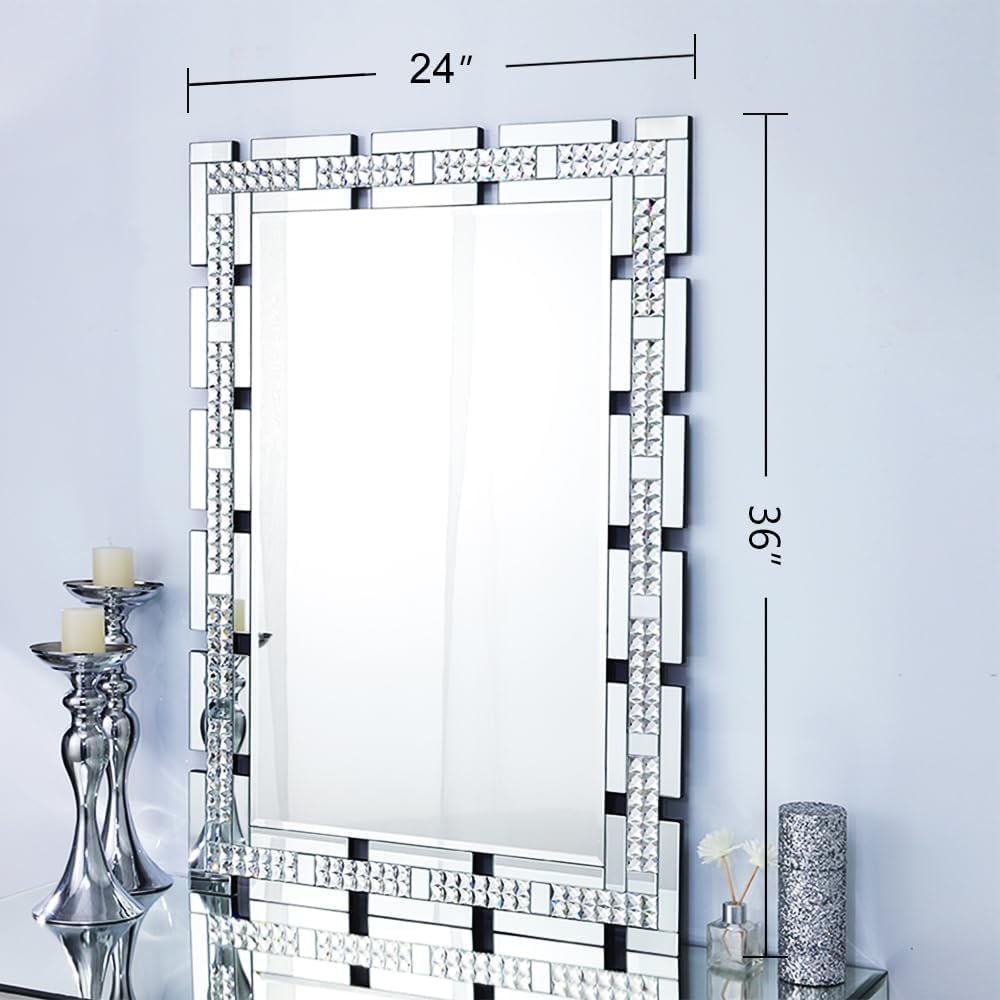 1749944063 chende crystal decorative wall mirror for living room 36 x 24 inches large elegant mirror for wall decor rectangle mirror with glass pieces for dining room entryway.jpg