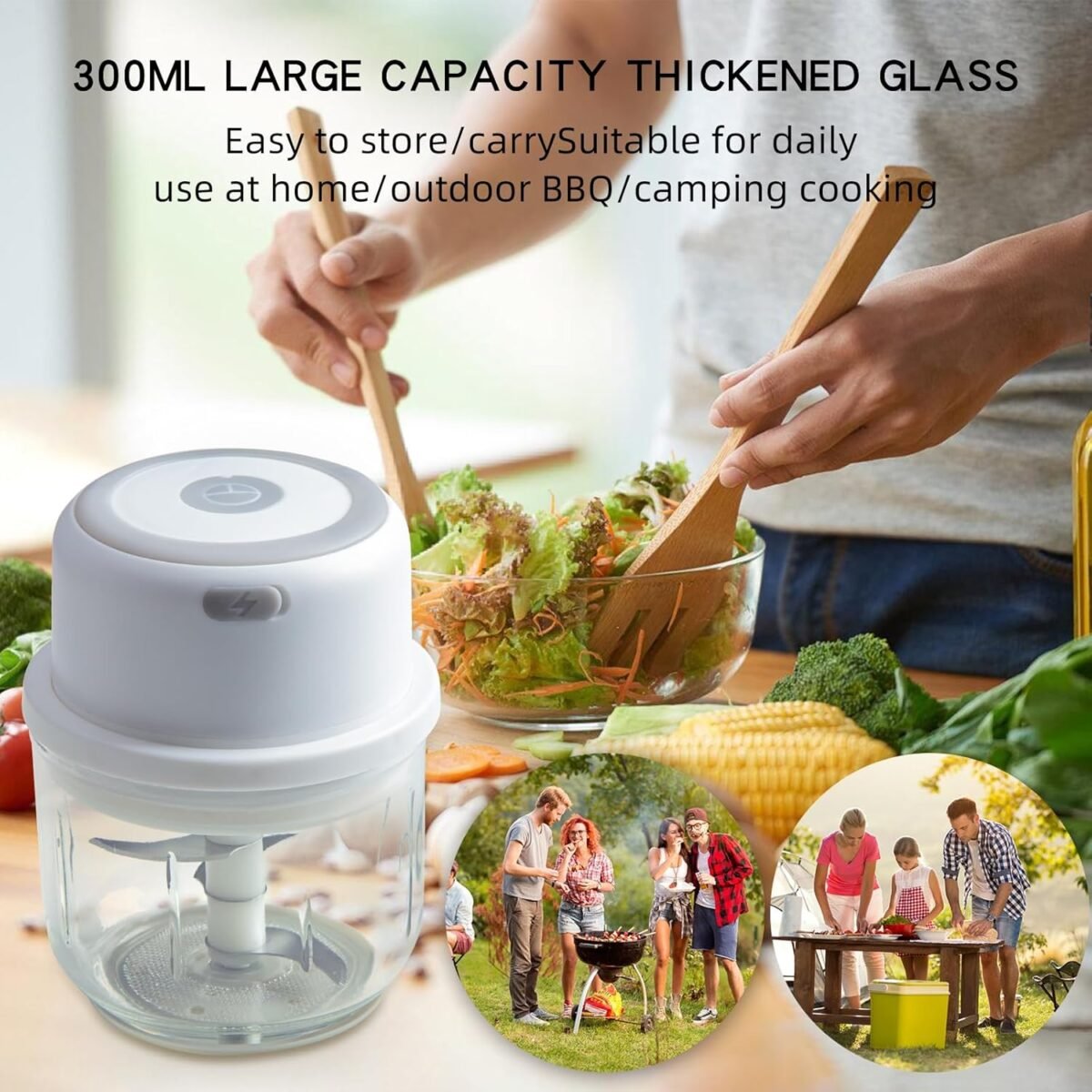 1749956317 electric garlic chopper portable small food processor 300ml glass containers with food divider waterproof body one touch press to chop onion for ginger chili fruit meat spices beans.jpg