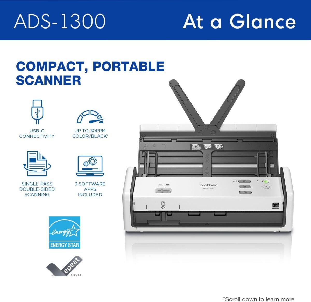 1749966736 brother ads 1300 compact desktop scanner scan speeds of up to 30ppm single pass double sided scanning.jpg