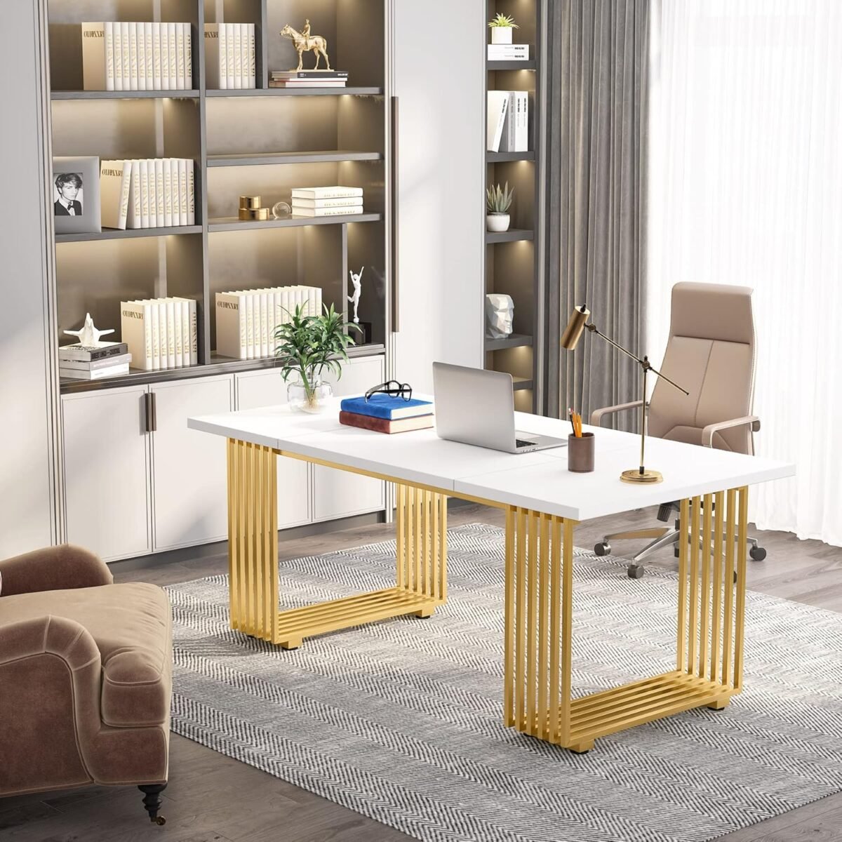 1749966824 little tree 70.9 white office desk modern executive desk with gold metal legs large home office desks wood computer desk business furniture.jpg