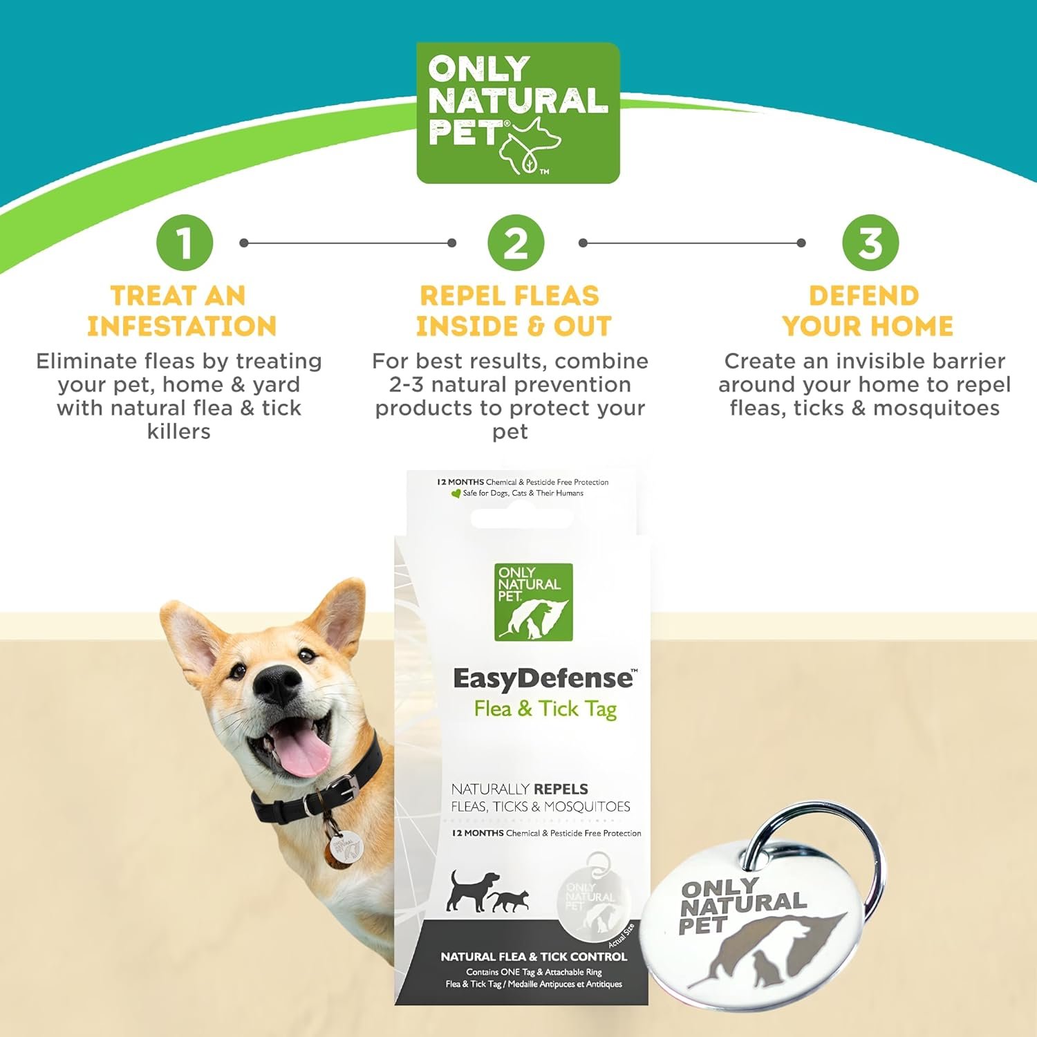 1749968384 only natural pet easy defense tag natural collar attachment for dogs cats lightweight water resistant design for year round use long lasting comfort and protection for up to 12 months.jpg