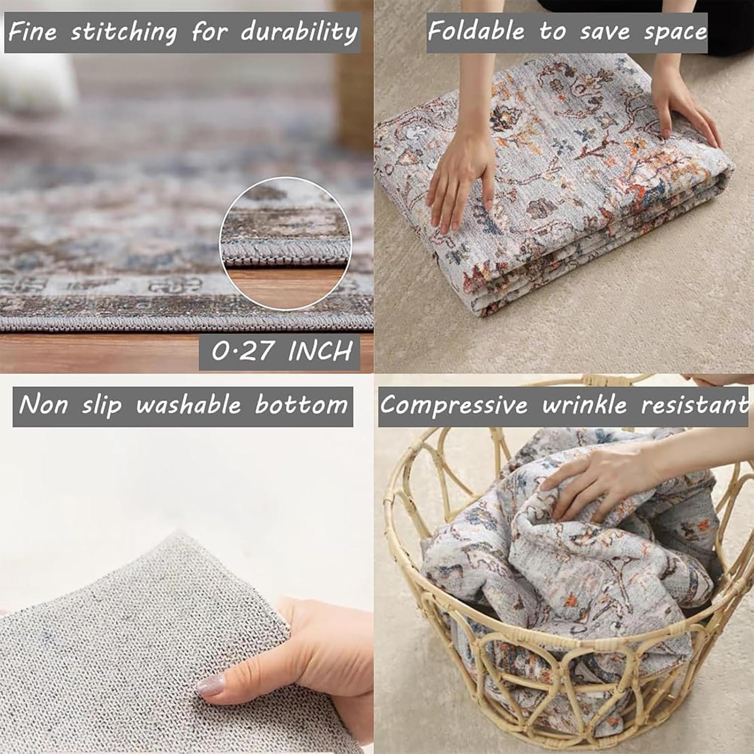 1749977583 5x7 washable area rug gray vintage traditional floor cover foldable thin kitchen accent indoor distressed non slip carpet floral print mat bedroom living room bathroom.jpg