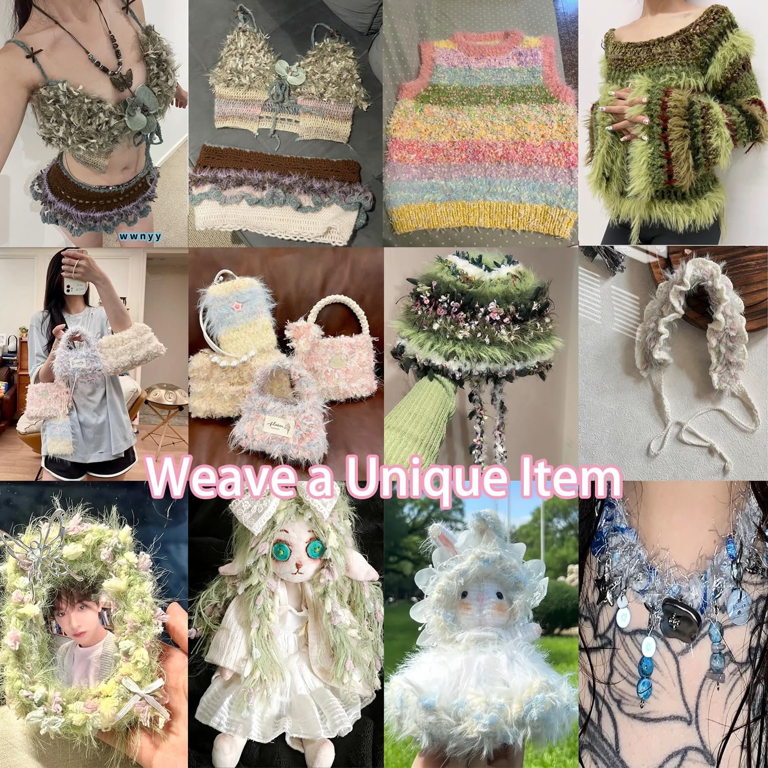 1749990703 wwnyy hand spun art yarn 4 pack of 50gskein with hand blended colorful handmade for jewelry making junk magazines knitting crafts textile decorative tassels card making.jpg