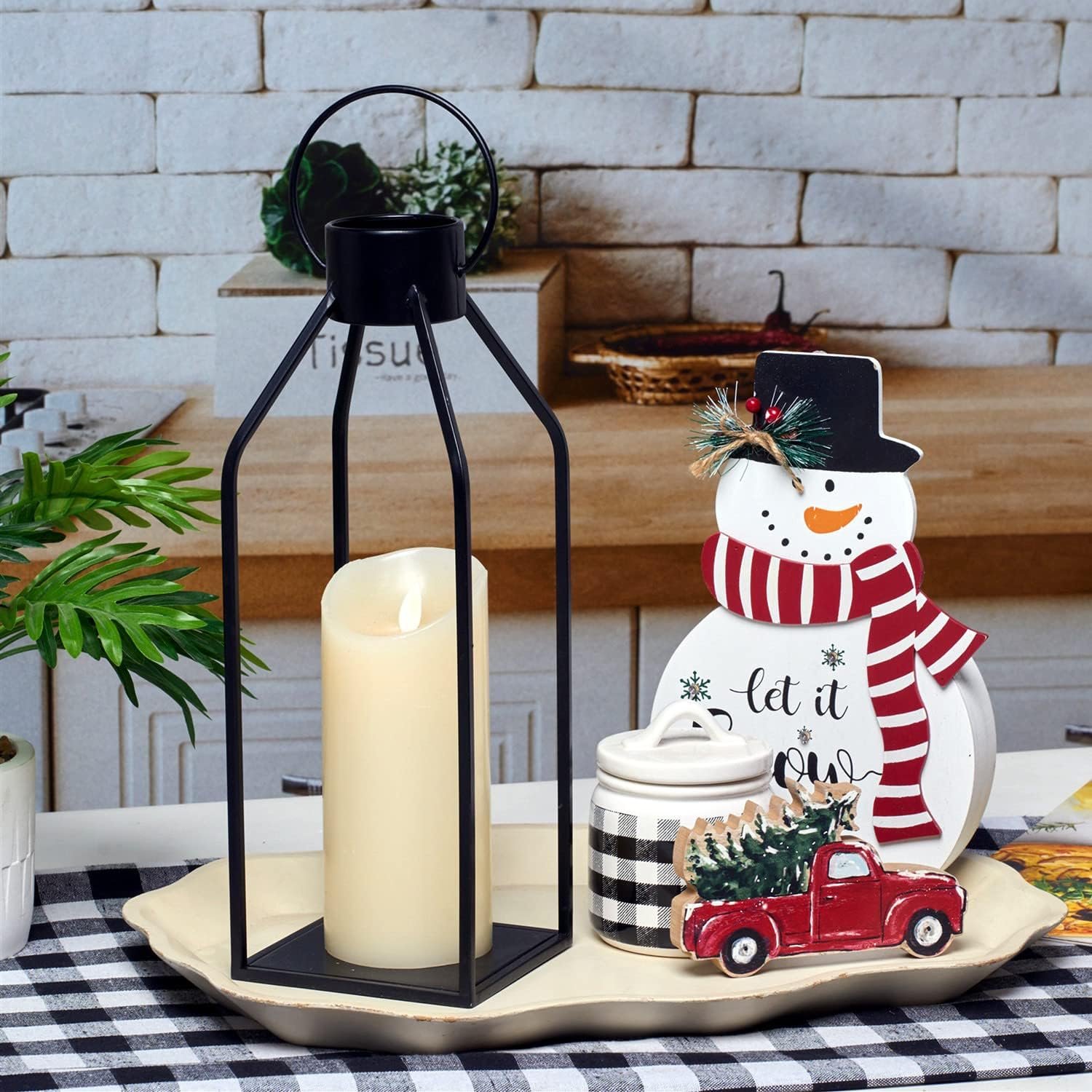 1750035119 hpc decor modern farmhouse lanterrn decor black metal candle for christmas lanterns wtimer flickering candles for living roomhomeindoor outdoortablefireplace mantle decor.jpg