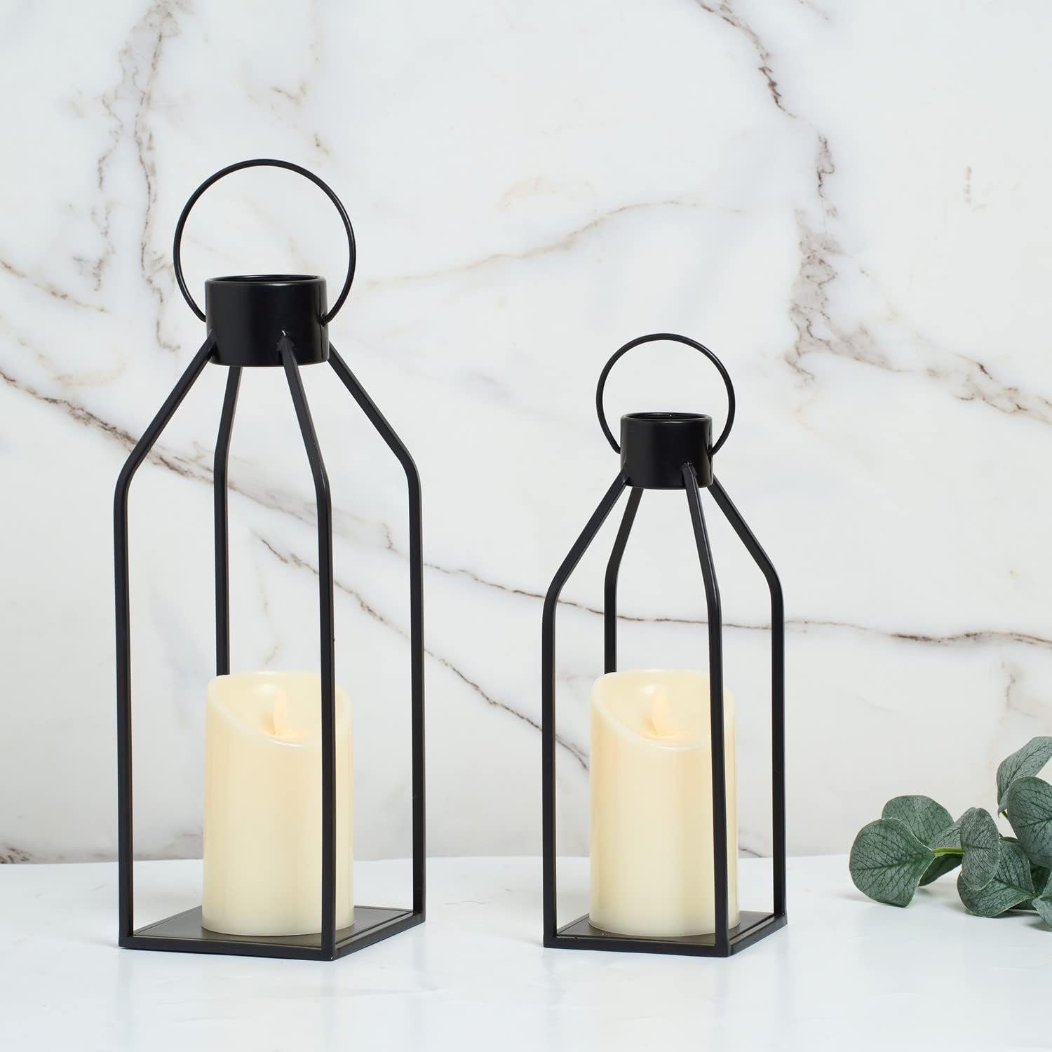 1750035124 hpc decor modern farmhouse lanterrn decor black metal candle for christmas lanterns wtimer flickering candles for living roomhomeindoor outdoortablefireplace mantle decor.jpg