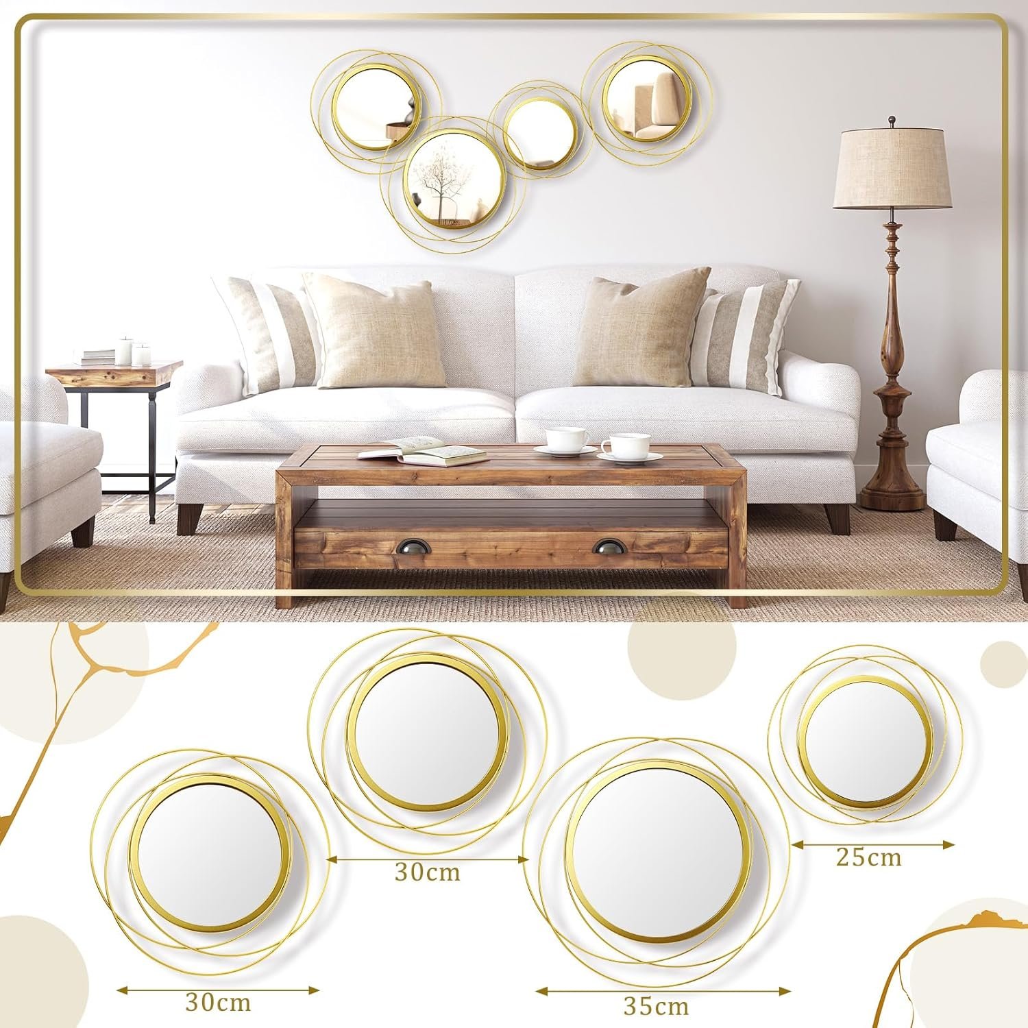1750035610 hicarer 4 pcs decorative wall mirror round modern mirror gold circle mirror wall art ring metal mirror wall decor wall mounted mirror for bedroom living room entryway dining room hallway.jpg