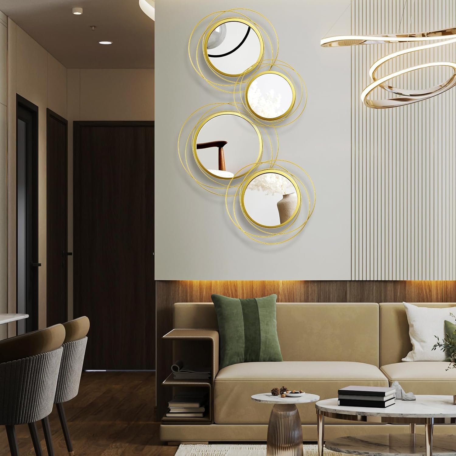 1750035612 hicarer 4 pcs decorative wall mirror round modern mirror gold circle mirror wall art ring metal mirror wall decor wall mounted mirror for bedroom living room entryway dining room hallway.jpg