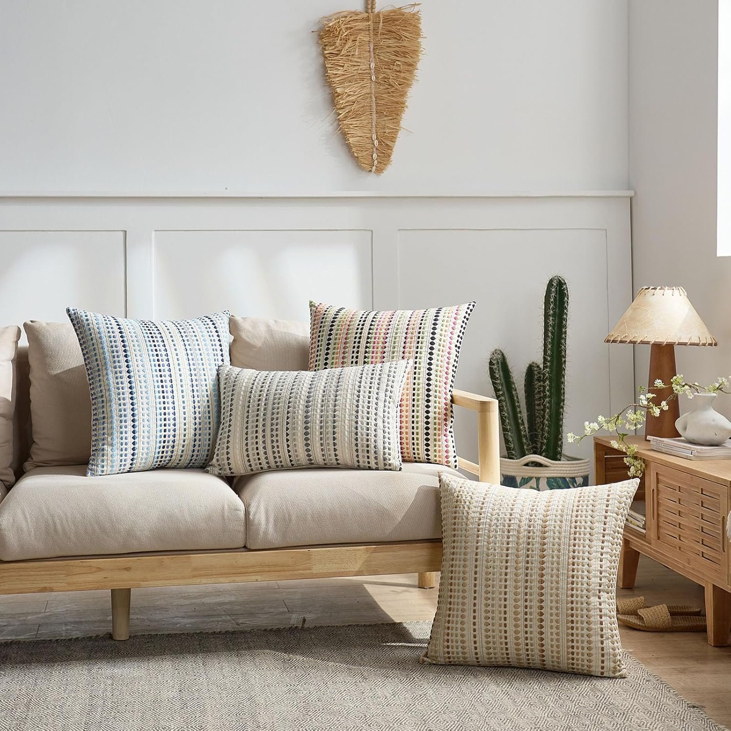 1750071944 boho throw pillow covers 18x18 inch set of 2 striped chenille farmhouse decorative cushion covers for sofa couch bed living room farmhouse decor colorful 18 x 18 pack of 2.jpg