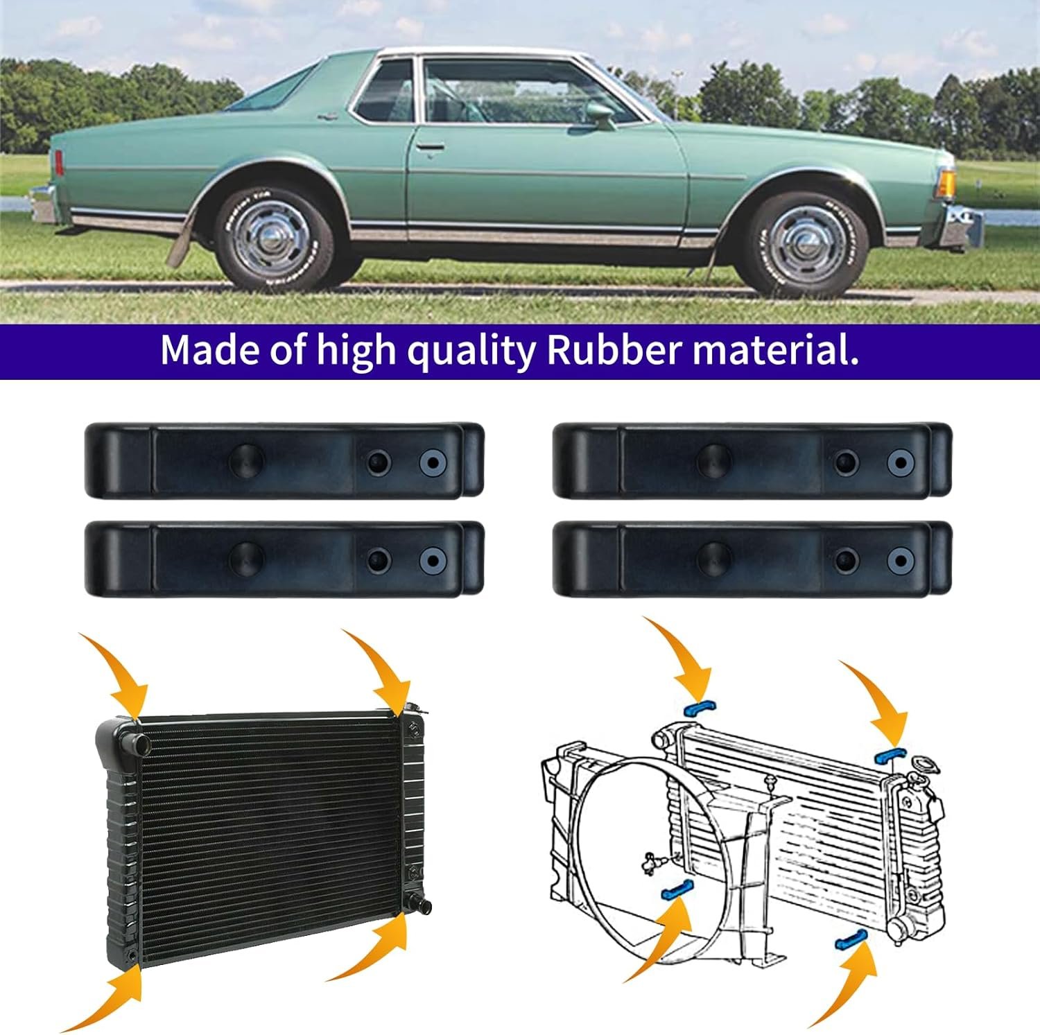1750076545 4 pcs kit rubber radiator insulator pads，support pads，4 core radiator mounts cushions compatible with gm chevrolet buick pontiacreplace 4012 326 682s4 pcs 4 core radiator vanshly.jpg