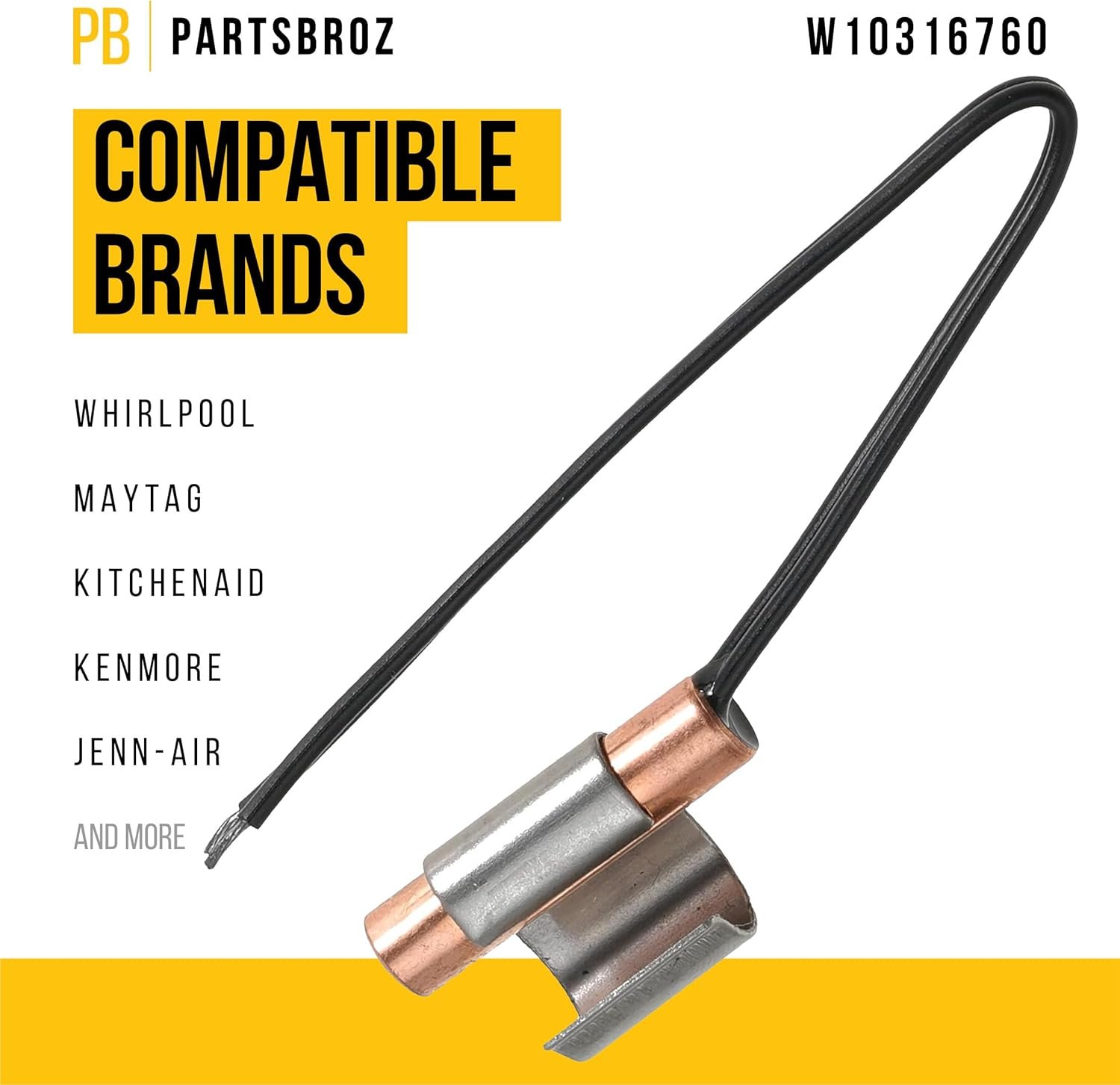 1750080035 partsbroz w10316760 thermistor sensor kit compatible with whirlpool maytag kitchenaid kenmore refrigerator replaces ap4538142 w10323459 wpw10323459 12791417 12791417sp 1876627 ps2580944.jpg