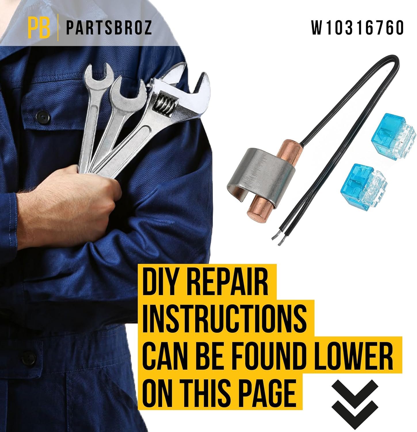 1750080040 partsbroz w10316760 thermistor sensor kit compatible with whirlpool maytag kitchenaid kenmore refrigerator replaces ap4538142 w10323459 wpw10323459 12791417 12791417sp 1876627 ps2580944.jpg