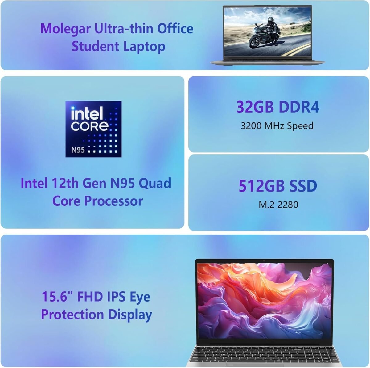 1750081359 15.6 fhd laptop computer with backlit keyboard32gb ram 512gb ssdquad core n95 processorup to 3.4ghz180 ° angle openingfingerprint reader8000mah batterywebcamwifi 5bt 4.2mini hdmiusb 3.0.jpg