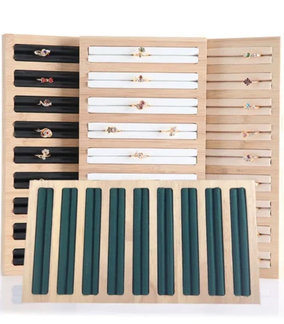 Simple 9 Slots Ring Display Tray Wood Rings Stud Earrings Bracelet Jewelry Storage Holder Rack Organizers Counter Showcase Props 1