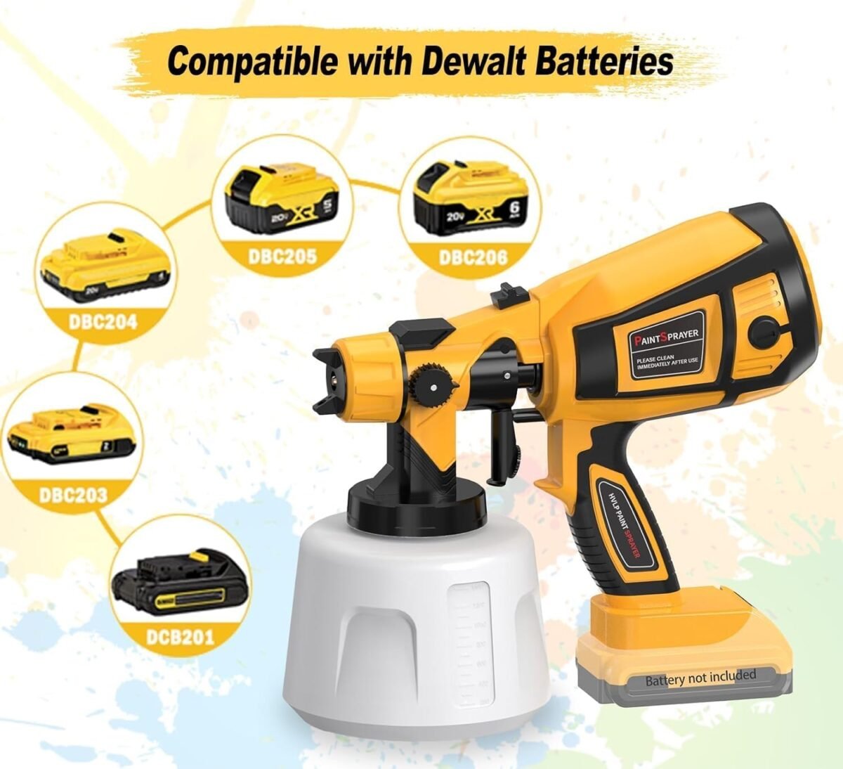 1750126621 cordless paint sprayer 30000rpm high speed for dewalt 20v battery 1400ml high capacity container spray paint gun for for house furniture painting goldnot include battery.jpg