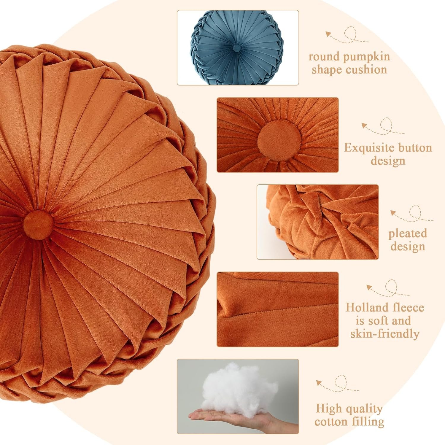 1750134930 3 pcs round pillows 15 diameter velvet pleated throw pillows accent pumpkin boho chair cushion for couch sofa chair bed home decoration 3 colorsyellow brown blue.jpg