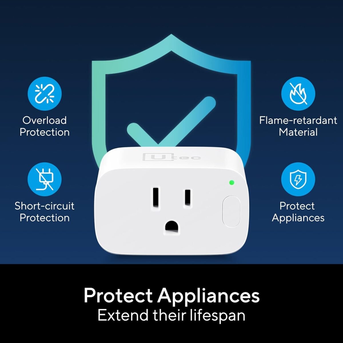 1750140177 utec smart plug wi fi mesh outlet 15a ultra efficient smart plug compatible with alexa google home ifttt no hub required 2.4ghz wi fi only remote control etl certified 2 pack.jpg