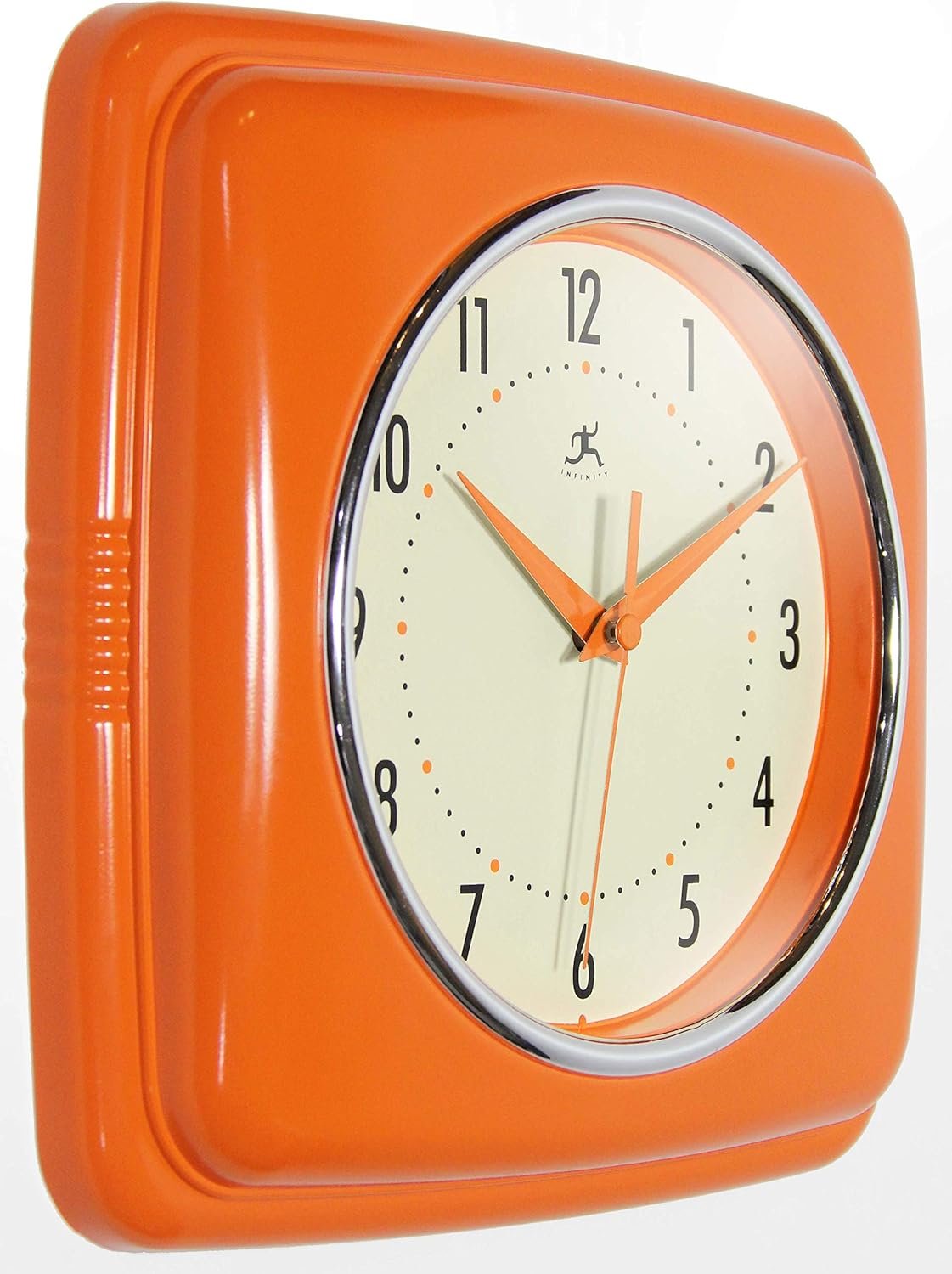 1750152341 infinity instruments retro – 9 inch square silent non ticking mid century modern – kitchen school classroom – vintage decorative – orange.jpg