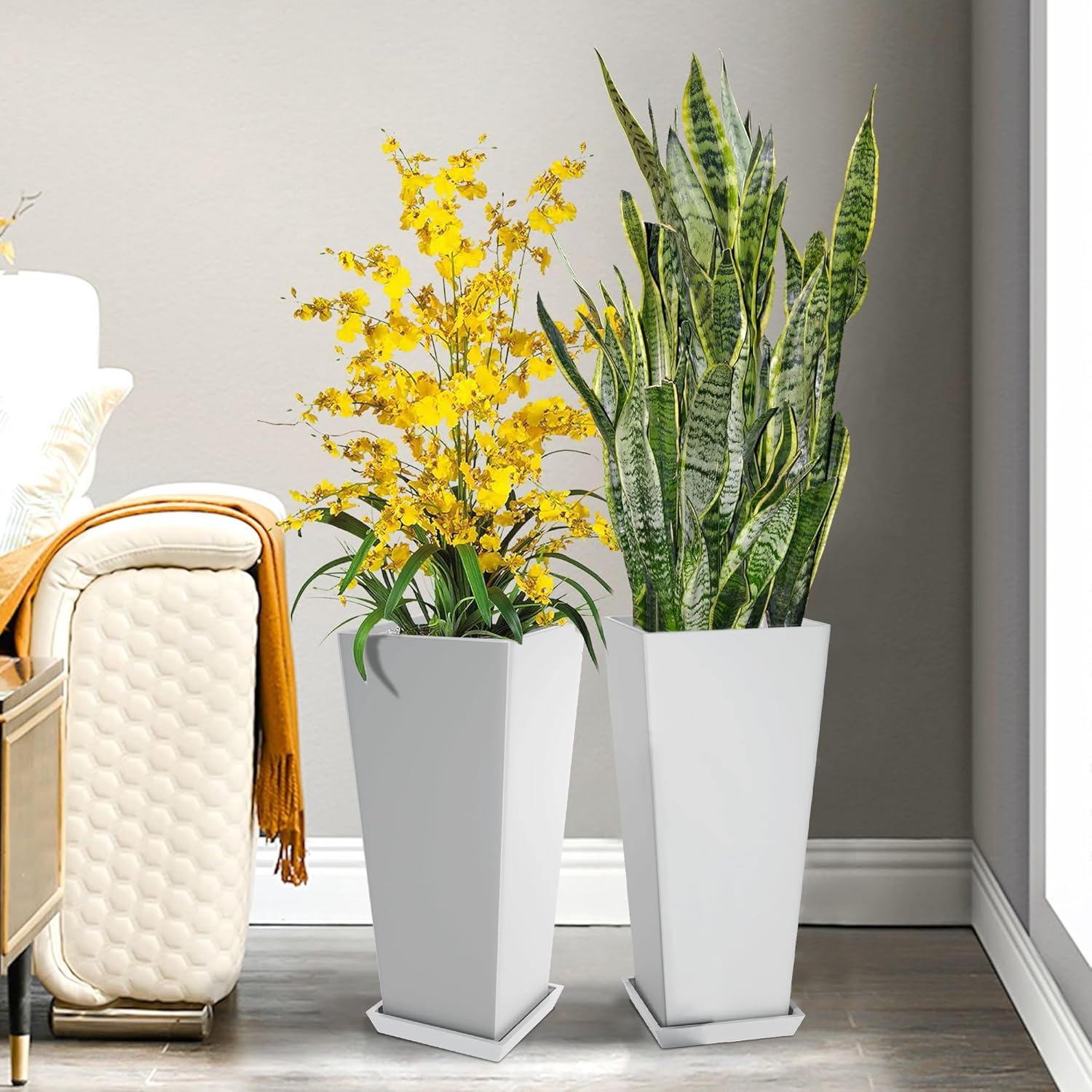 1750157951 set of 2 large planter for indoor or outdoor 24 tall flower pots tapered planters with tray for porch patio backyard large planters for outdoor indoor plants white.jpg