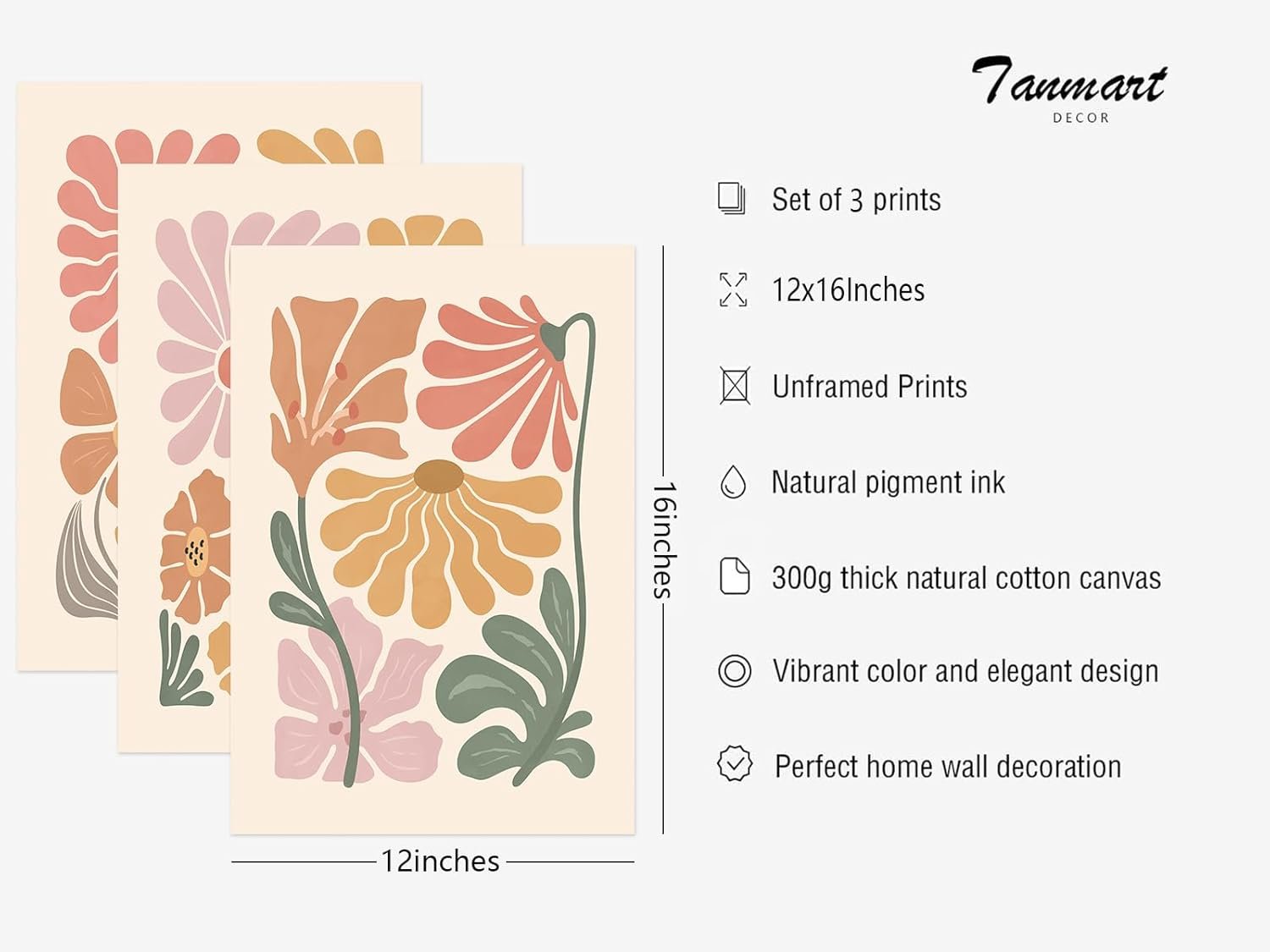 1750173562 boho flower wall art decor abstract floral canvas prints botanical plant wall art pictures minimalist flower market painting poster for living foom bedroom 12x16 inch unframed set of 3.jpg