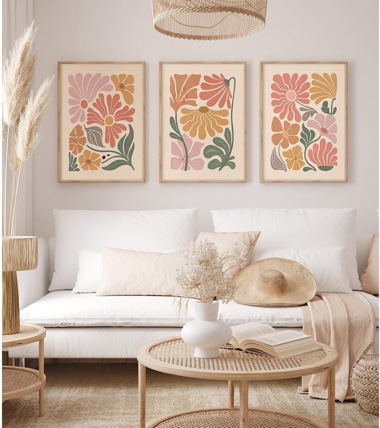 1750173566 boho flower wall art decor abstract floral canvas prints botanical plant wall art pictures minimalist flower market painting poster for living foom bedroom 12x16 inch unframed set of 3.jpg