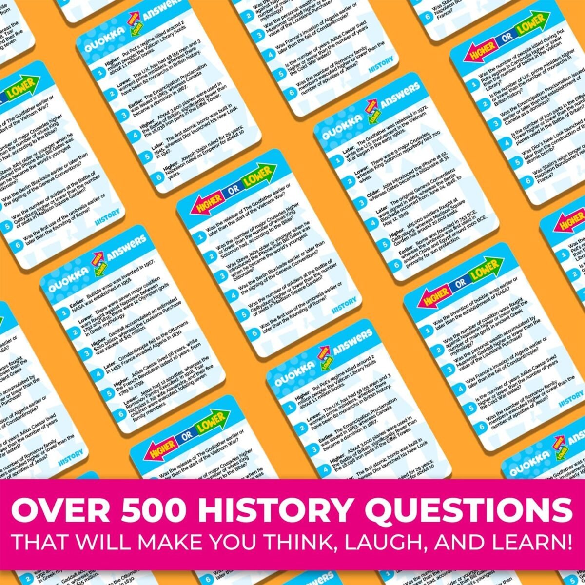 1750225227 quokka trivia board games for kids and adults family night history games 4xset higher or lower trivia cards guess fun questions easy to learn 2 players challenge your history knowledge.jpg