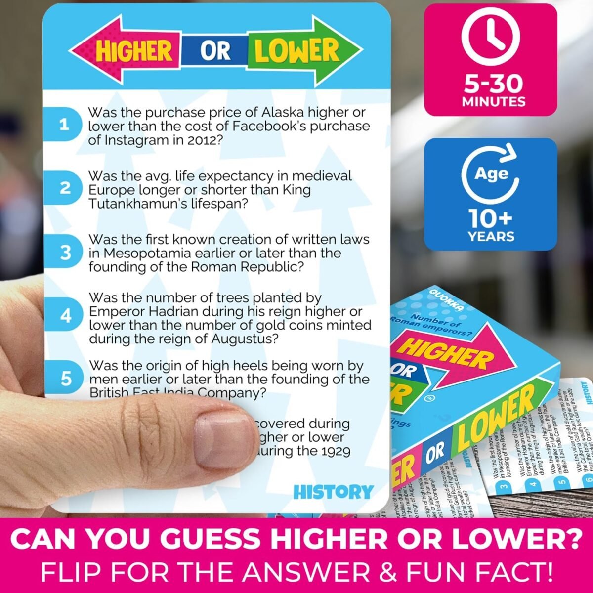 1750225228 quokka trivia board games for kids and adults family night history games 4xset higher or lower trivia cards guess fun questions easy to learn 2 players challenge your history knowledge.jpg