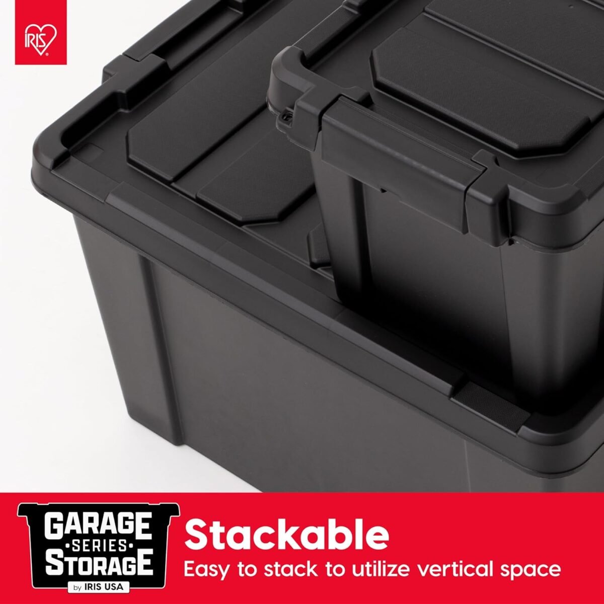 1750225561 iris usa 20 gallon lockable storage bins with lids 6 pack made in usa heavy duty stackable containers garage organizing bins moving tubs rugged sturdy equipment utility box black.jpg