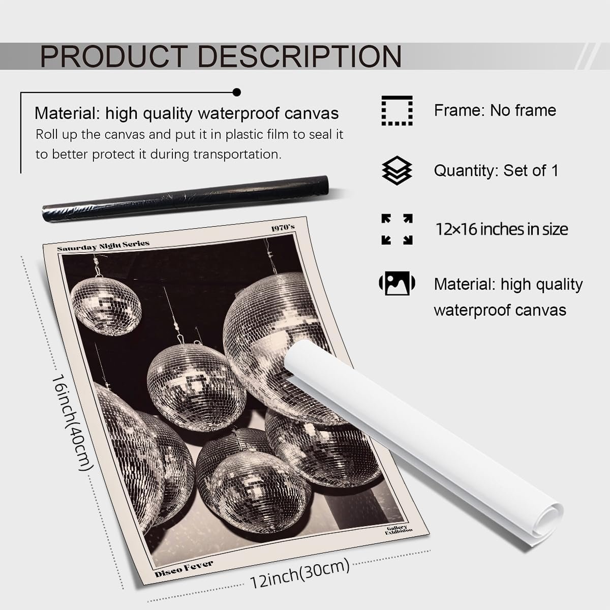 1750231236 sufeasdf 70s disco ball newspaper wall art vintage black and white art posters funky aesthetic canvas prints retro bar cart decor for bar bedroom 12x16 inch unframed.jpg