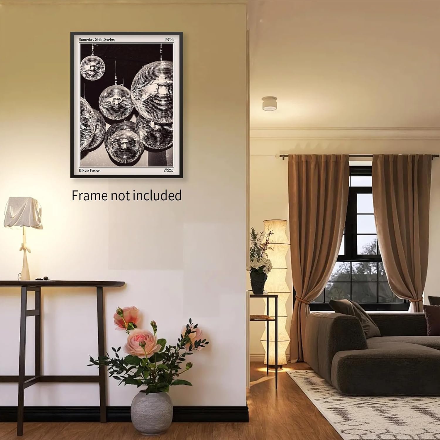 1750231237 sufeasdf 70s disco ball newspaper wall art vintage black and white art posters funky aesthetic canvas prints retro bar cart decor for bar bedroom 12x16 inch unframed.jpg