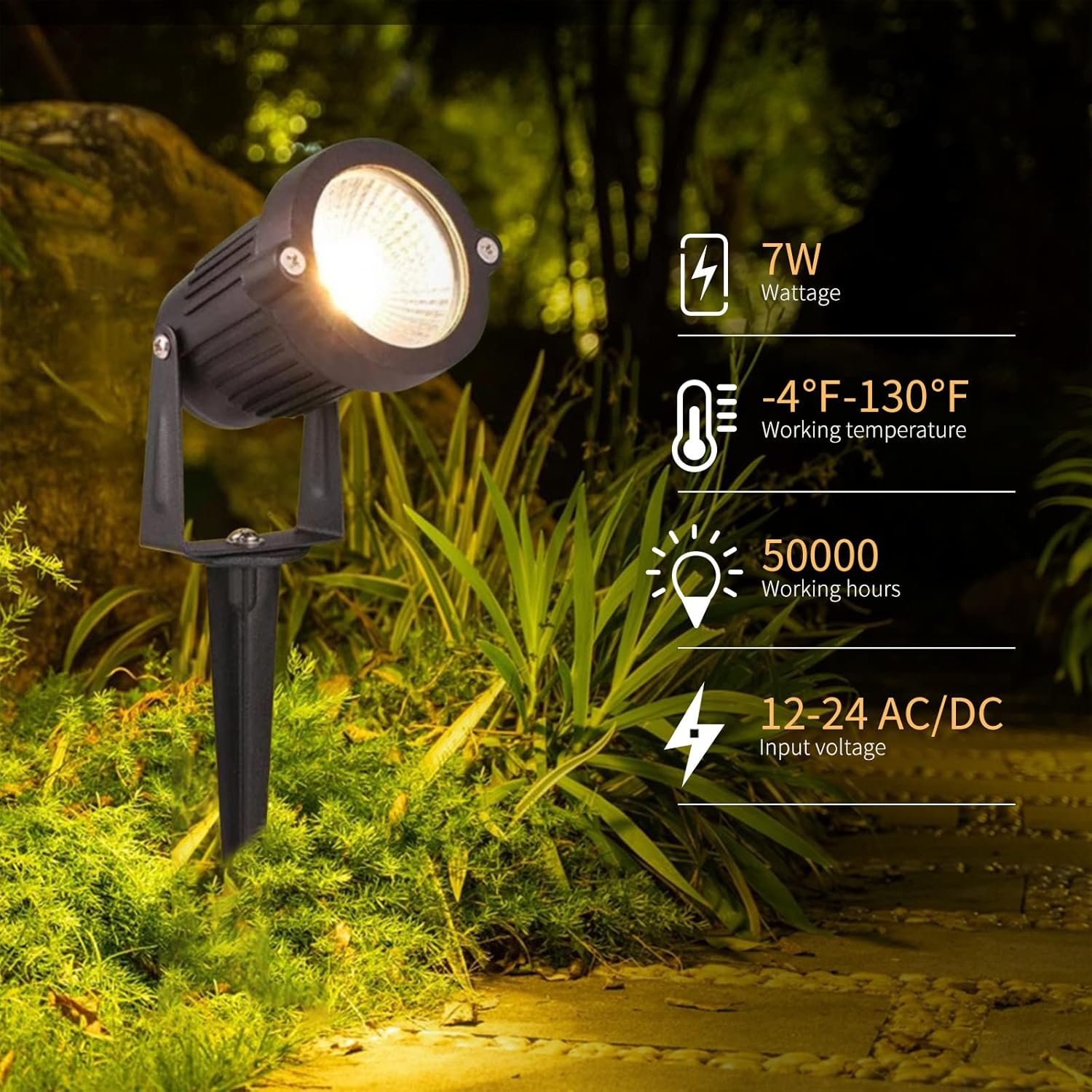 1750236122 low voltage landscape lights outdoor 7w 700lm led landscape lighting with connectors for tree garden yard pathway 12v 24v warm white 2700k spotlights ip65 waterproof 6 pack.jpg