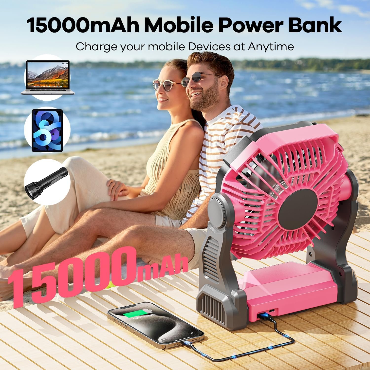 1750243149 camping fan with led lantern 15000mah portable rechargeable battery powered table fan with hook camping gear for picnic fishing car or hurricane power outages pink.jpg