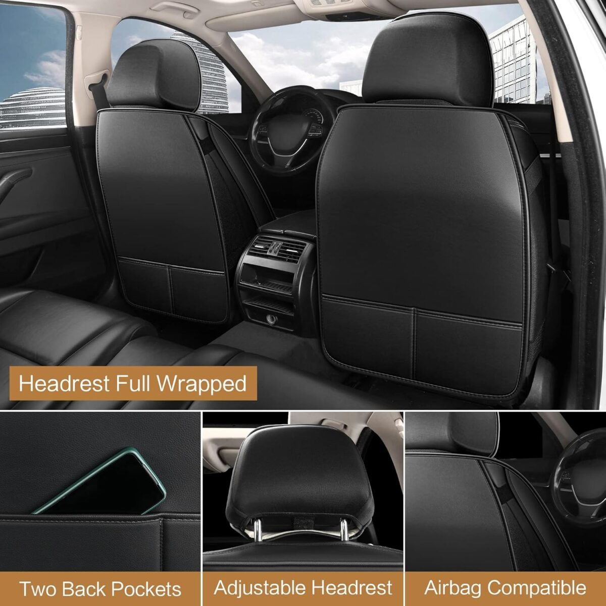 1750275408 leather car seat covers front pair waterproof faux leather seat covers for cars non slip car interior covers universal fit for most cars sedans trucks suvs black.jpg