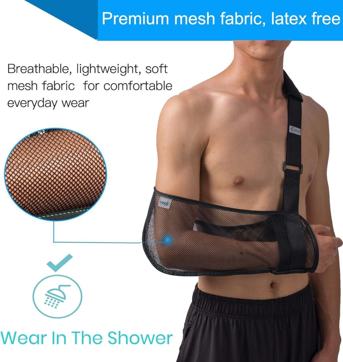 1750276015 mesh arm shoulder sling medical shoulder immobilizer for shower adjustable arm brace for torn rotator cuff injury right left arm for men women shower sling for elbow wrist.jpg